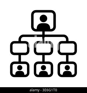Simple Black and White Organizational Chart Icon Illustration Vector Stock Vector