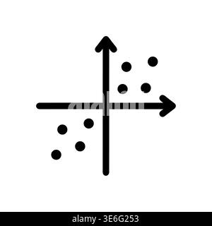 Scatter plot graph with coordinate axis, data visualization icon Stock Vector