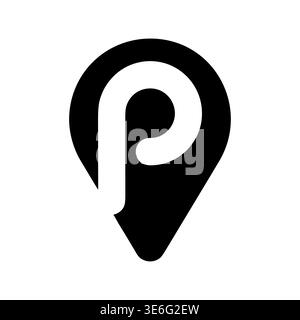 Letter P location pin logo icon design minimalist style Stock Vector
