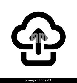 Simple Black Cloud Upload Icon Illustration for Web and App Stock Vector