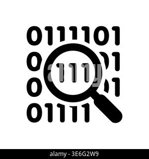 Binary code with magnifying glass icon, vector illustration design Stock Vector