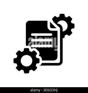 Document configuration settings icon with gears, isolated vector illustration Stock Vector