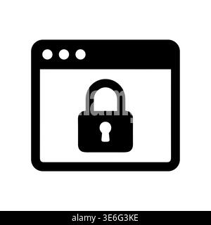 Secure webpage icon with padlock, website security concept symbol Stock Vector