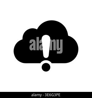 Cloud with Exclamation Point Icon, Cloud Warning Sign Symbol Stock Vector