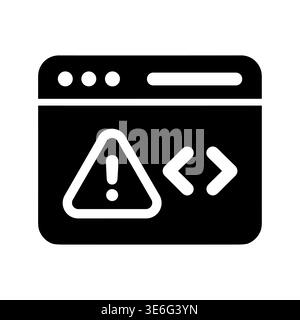 Website error icon with exclamation mark, code sign Stock Vector