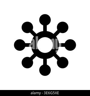 Black and White Molecule Structure Icon Vector Minimalist Illustration Stock Vector