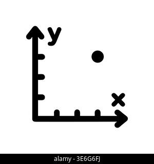 Black outline XY axis graph with point simple illustration Stock Vector