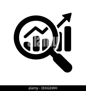 Analyzing financial data with magnifying glass and growth arrow icon Stock Vector