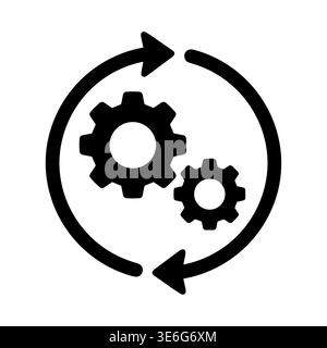 Gear mechanism with circular arrows, process, and workflow vector icon Stock Vector