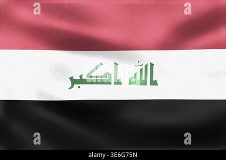 Fabric texture of the national flag of Iraq waving in the wind ...