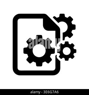 File with gears icon, setting configuration options, flat vector Stock Vector