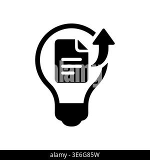 Document inside lightbulb with arrow showing file upload concept Stock Vector