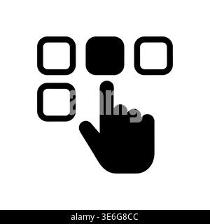 Hand selecting a button or option glyph icon design Stock Vector