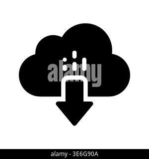 Simple glyph icon of cloud downloading, data transfer concept Stock Vector