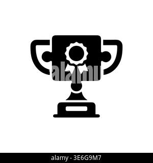 Black and white trophy icon representing achievement in a simplistic style Stock Vector