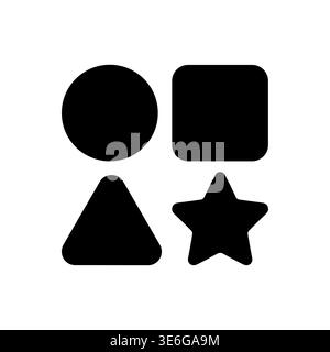 Black geometric shapes in minimalist style, circle, square, triangle, star Stock Vector