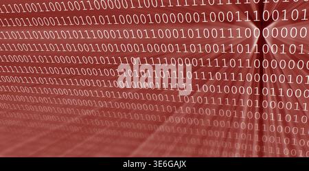 Colorful digital binary data digits and streaming binary code background with light beams Stock Photo