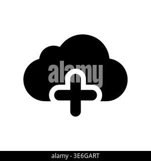 Cloud with plus symbol simple vector icon illustration Stock Vector