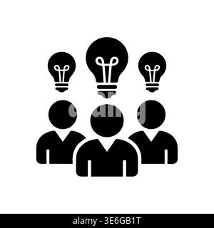Teamwork brainstorming session with creative ideas represented by lightbulbs Stock Vector