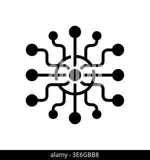 Black and white digital connection vector icon illustration design Stock Vector