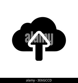 Cloud upload icon, data transfer, cloud computing concept, glyph style Stock Vector