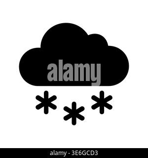 Cloud with snow icon, weather forecast, simple black glyph Stock Vector