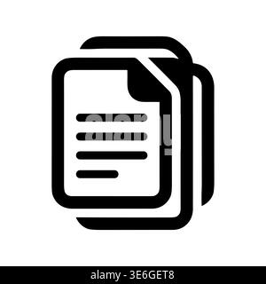 Stack of Documents Icon Black and White Vector Illustration Stock Vector