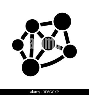 Abstract network connection, molecule structure black glyph vector illustration Stock Vector