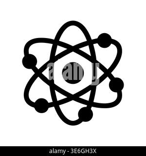 Black and white atom icon vector illustration minimalist style Stock Vector