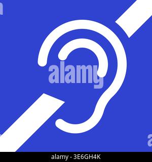 Vector illustration of blue hearing loop sign, representing assistive listening, hearing aid support, accessibility, and inclusive public spaces Stock Vector