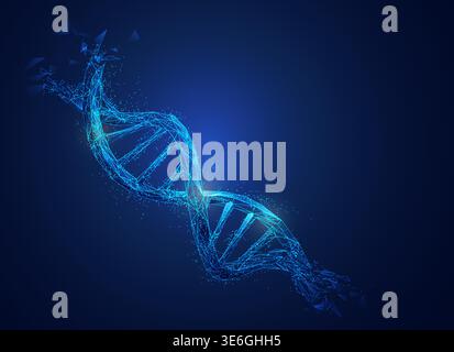 Graphic of low poly DNA with futuristic element in science theme Stock Vector