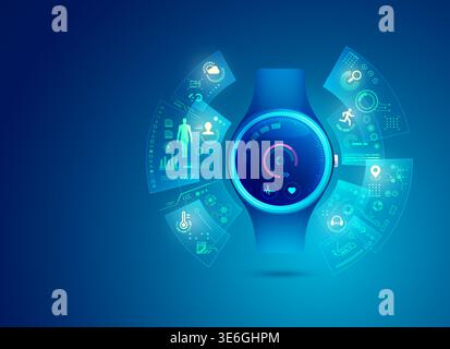 smart watch for healthcare technology with futuristic element Stock Vector