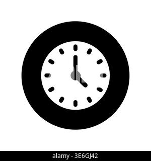 Black and white clock icon showing the time four o'clock Stock Vector