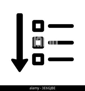 Black Sort Descending Icon Vector Illustration Isolated on White Stock Vector