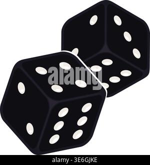 Pair of classic six sided dice or die in black with white numbered dots vector Stock Vector