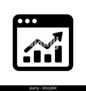 Black and white financial growth chart icon on website window Stock Vector