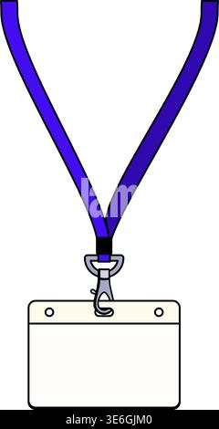 Blue lanyard with a blank lapel card holder for name badge with copy space vector illustration Stock Vector