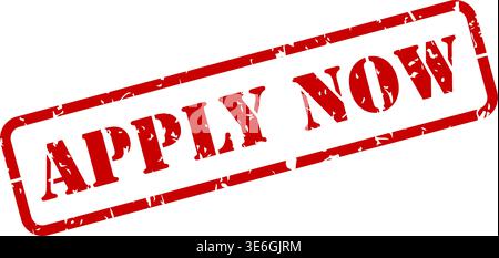 Apply Now red rubber stamp with texture in vector illustration Stock Vector