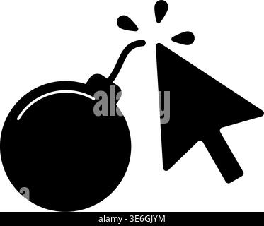 Mouse pointer clicking on the fuse of a cartoon style bomb icon for phishing or cybersecurity concepts vector Stock Vector