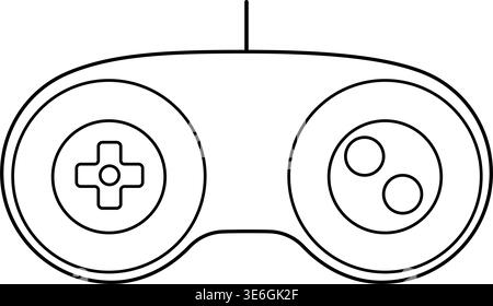 Retro style game controller with buttons and dpad vector outline icon Stock Vector