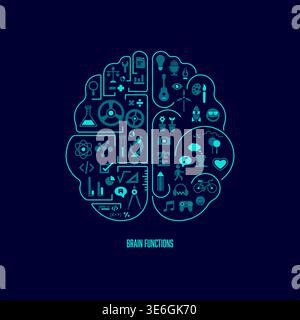 concept of brain functions; left with logic, right with creative Stock Vector