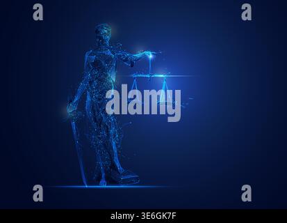 graphic of Themis (justice goddess) in polygonal form with elements Stock Vector