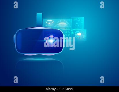 realistic VR headset with futuristic interface Stock Vector