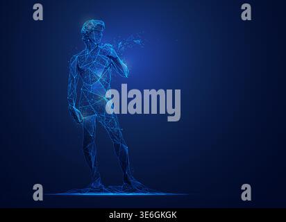 David of Michelangelo presented in futuristic low poly style Stock Vector