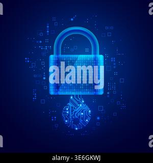 concept of private key in cyber security technology, graphic of lockpad combine with binary code and electronic key Stock Vector