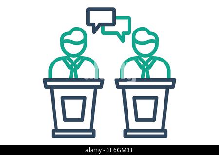 Debate icon. Icon related to bureaucracy. Government elements vector illustration. Line icon style Stock Vector