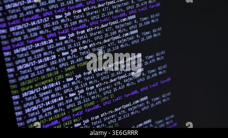 Mobile app developer. Abstract source code background. Computer program preview. PHP syntax highlighted. Programming code on computer screen. Source c Stock Photo