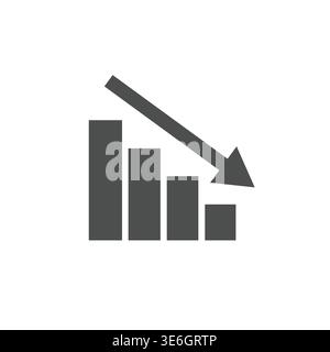 Line icon of decreasing chart representing reduced productivity, low performance, and efficiency decline. Suitable for business, work, stress, and hea Stock Vector