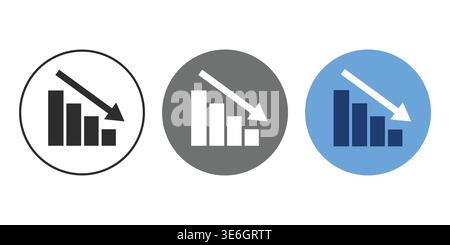 Line icon of decreasing chart representing reduced productivity, low performance, and efficiency decline. Suitable for business, work, stress, and hea Stock Vector