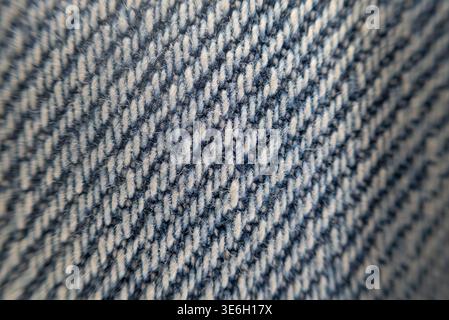 Texture of blue denim fabric showing cotton weave pattern Stock Photo